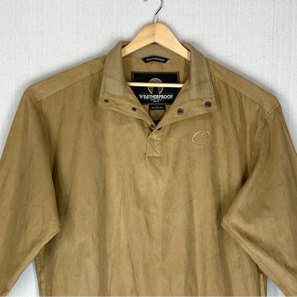Weatherproof~NWT~Men’s Tan Faux‎ Suede Collared Pullover~Sz L - Picture 3 of 10